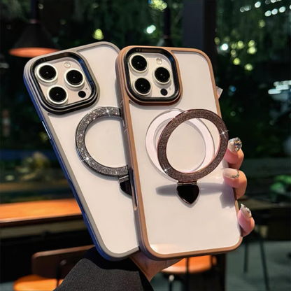 iphoneクリアケース キラキラスタンド付き magsafeケース おしゃれ