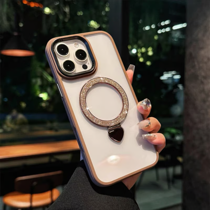 iphoneクリアケース キラキラスタンド付き magsafeケース おしゃれ