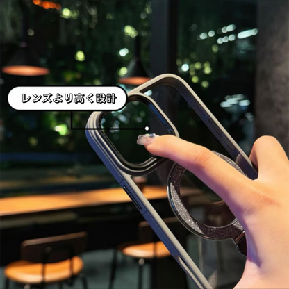 iphoneクリアケース キラキラスタンド付き magsafeケース おしゃれ