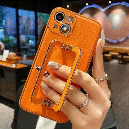 iphone スタンド 付き ケース レザー iphone16/15 ケース シンプル 可愛い GETCASE オレンジ iPhone16