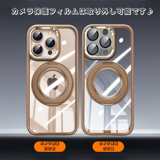magsafe ケース クリア iphone16/15/14 ケース 360度回転スタンド カメラ保護