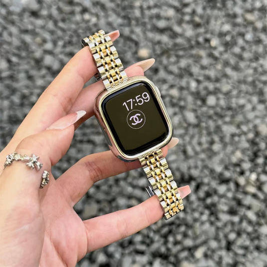 「 apple watchケース付き」ステンレス アップルウォッチバンド 人気 女性 apple watch se/10 バンド おすすめ GUESTCASE シルバー＆ゴールド 38mm