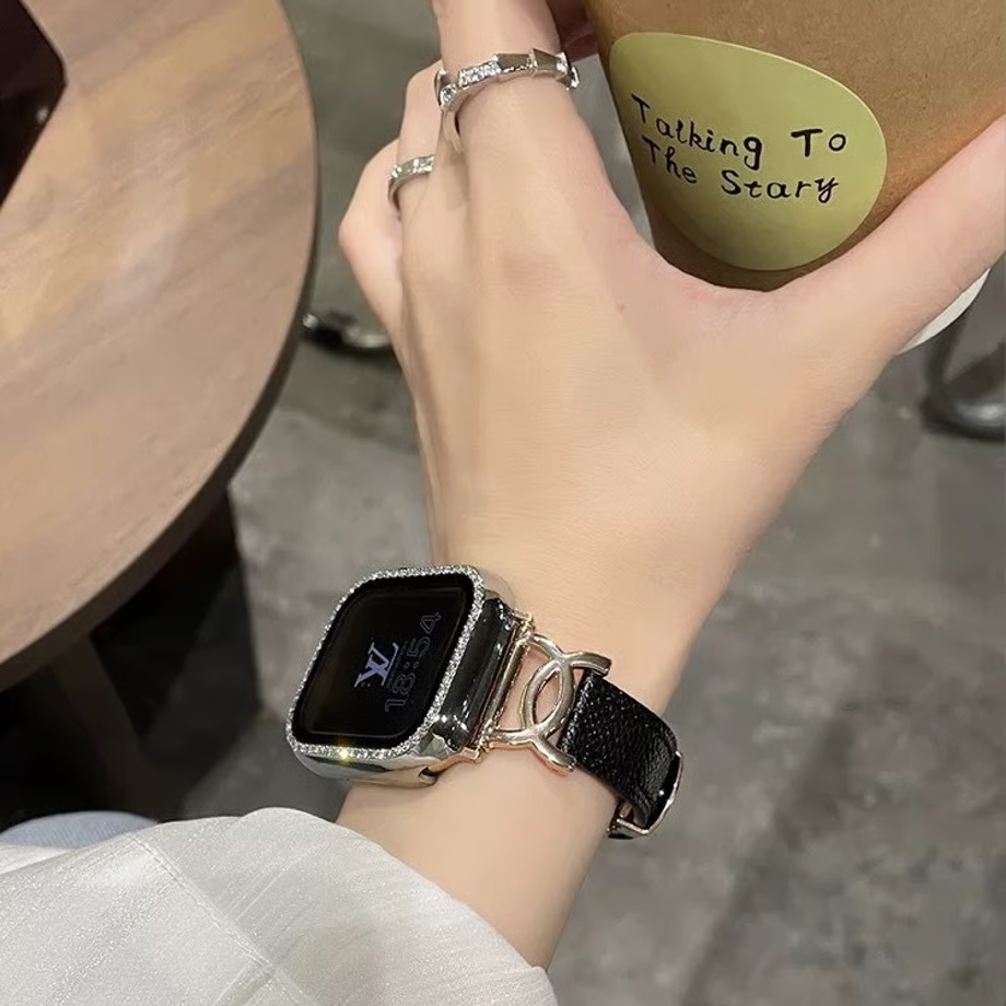 「apple watchカバー付き」おしゃれなアップルウォッチバンド 女性用 レザーベルト GUESTCASE