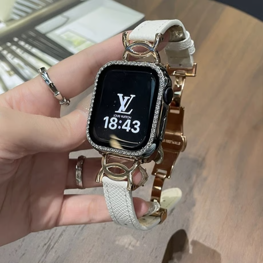 「apple watchカバー付き」おしゃれなアップルウォッチバンド 女性用 レザーベルト GUESTCASE