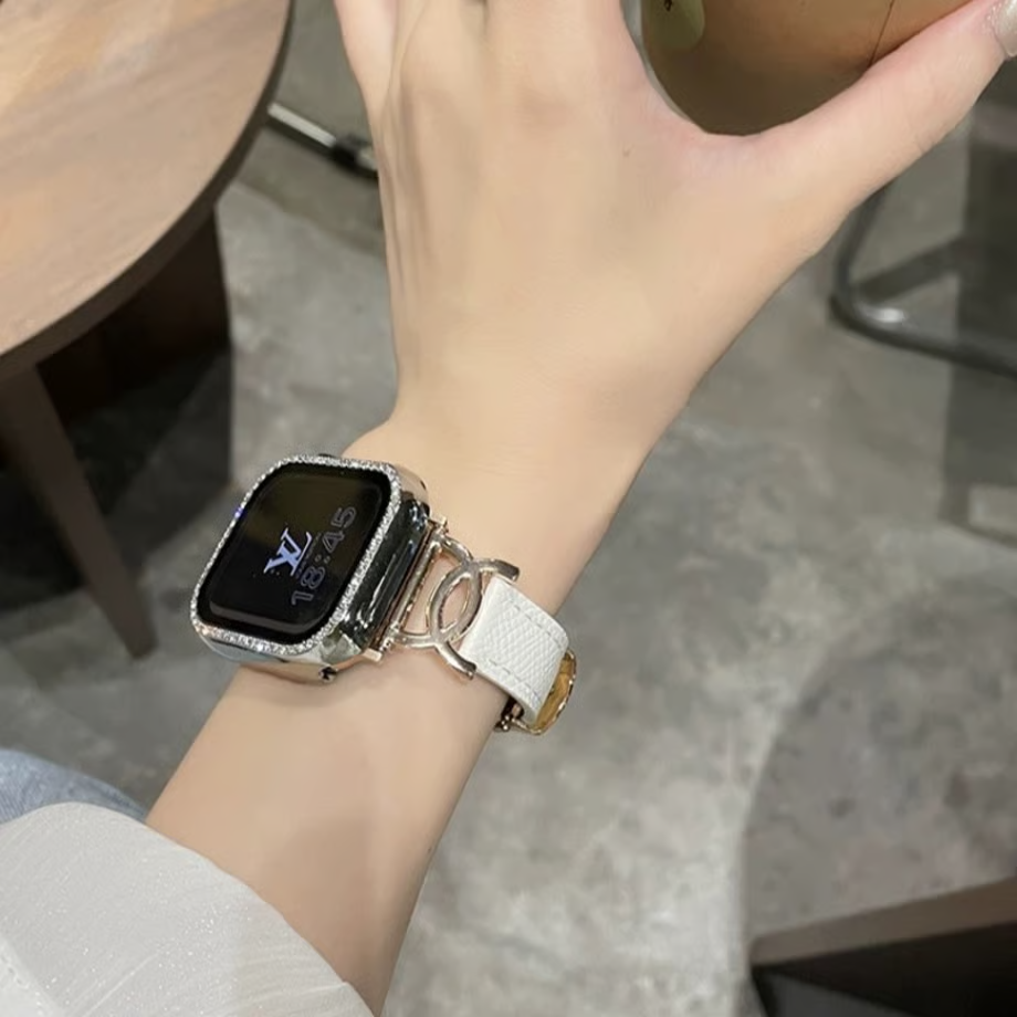 「apple watchカバー付き」おしゃれなアップルウォッチバンド 女性用 レザーベルト GUESTCASE