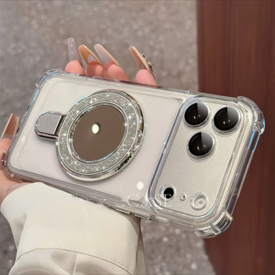 ミラー付き iphone13~17series対応クリアケース 隠しスタンド付き iphoneケース 耐衝撃 おしゃれ guestcase