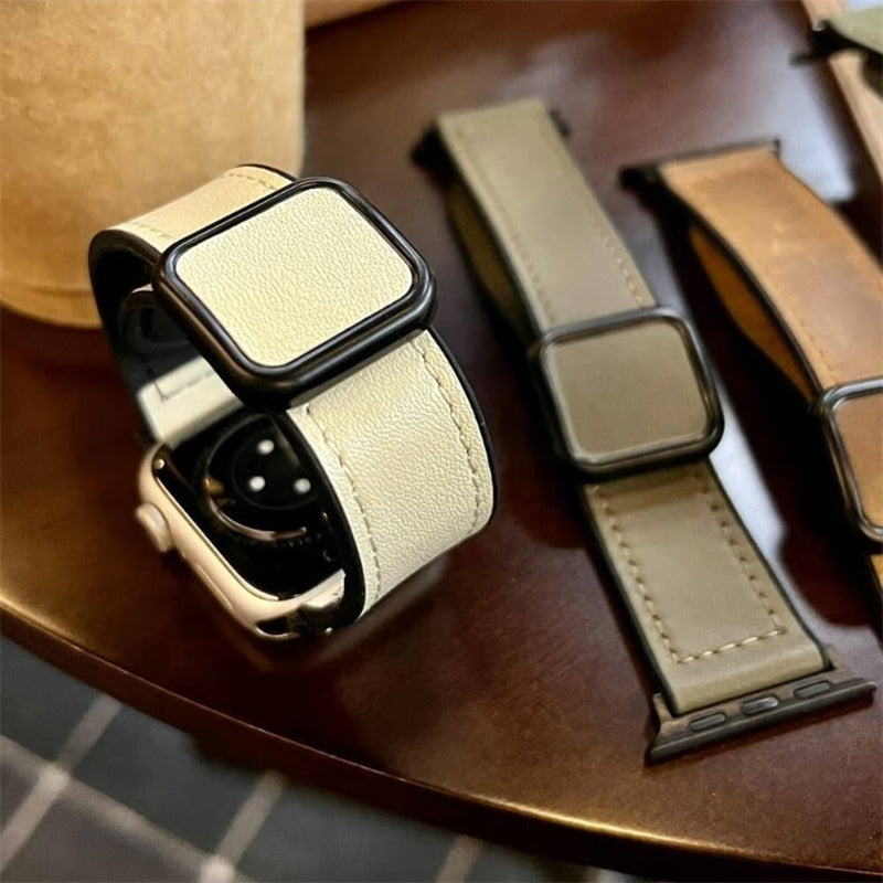 「男女兼用」apple watch series 11 バンド マグネット アップル ウォッチ バンド 革+シリコン