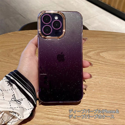 半透明 iphone17/16ケース グラデーション iphone ケース キラキラ メッキ