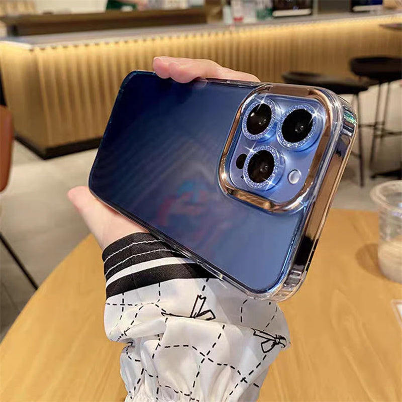 半透明 iphone17/16ケース グラデーション iphone ケース キラキラ メッキ