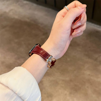 アップル ウォッチ レザー バンド 四葉のクローバー apple watch Series11/SE3対応 バンド かわいい 女性 guestcase