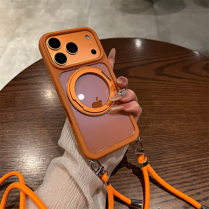 隠れストラップホルダー付きiPhone17/17proケース マグスタンドiPhone透明ケース magsafe対応 GETCASE