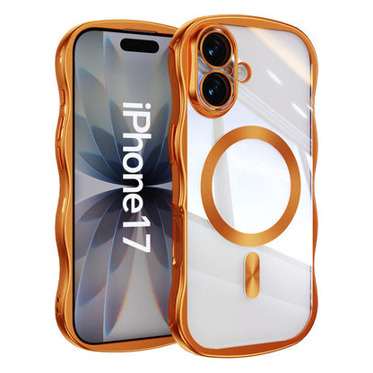 iphone ケース うねうね 透明 iphone17pro マグセーフ 対応 ケース 衝撃に強い