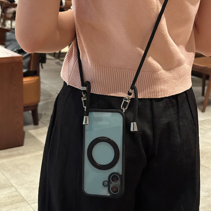 隠れストラップホルダー付きiPhone17/17proケース マグスタンドiPhone透明ケース magsafe対応 GETCASE