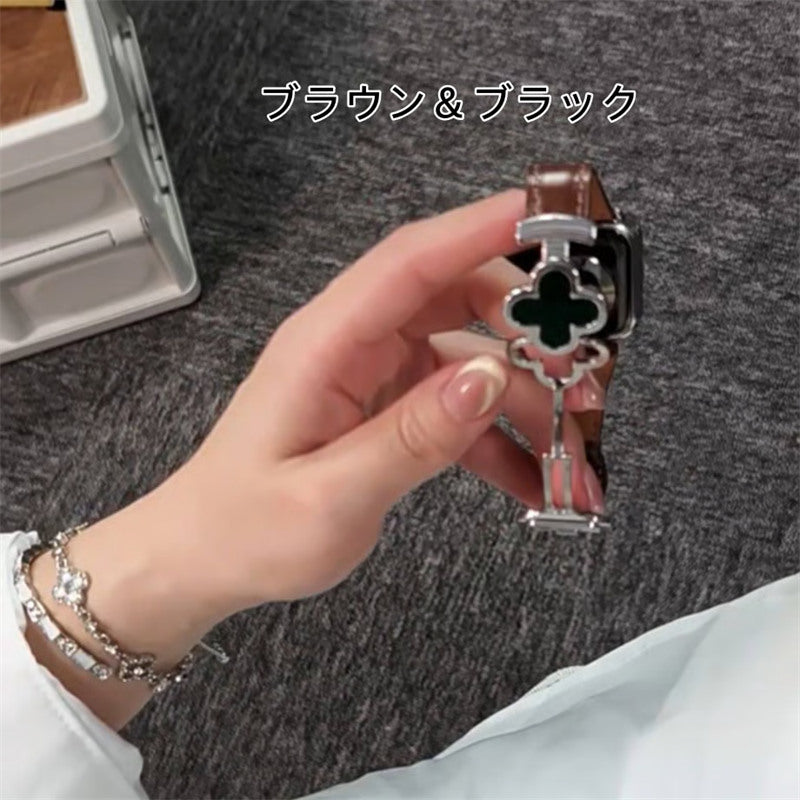 アップル ウォッチ レザー バンド 四葉のクローバー apple watch Series11/SE3対応 バンド かわいい 女性 guestcase