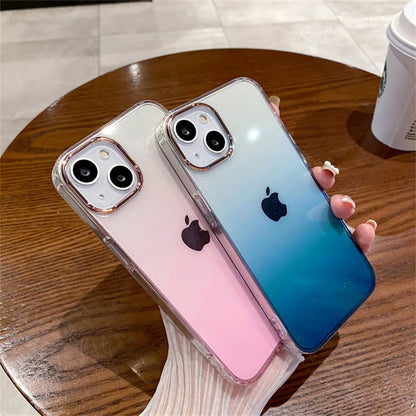 半透明 iphone17/16ケース グラデーション iphone ケース キラキラ メッキ