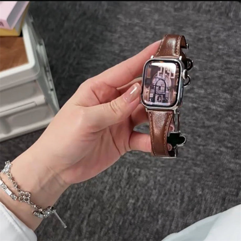 アップル ウォッチ レザー バンド 四葉のクローバー apple watch Series11/SE3対応 バンド かわいい 女性 guestcase