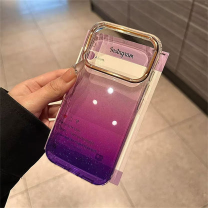 半透明 iphone17/16ケース グラデーション iphone ケース キラキラ メッキ