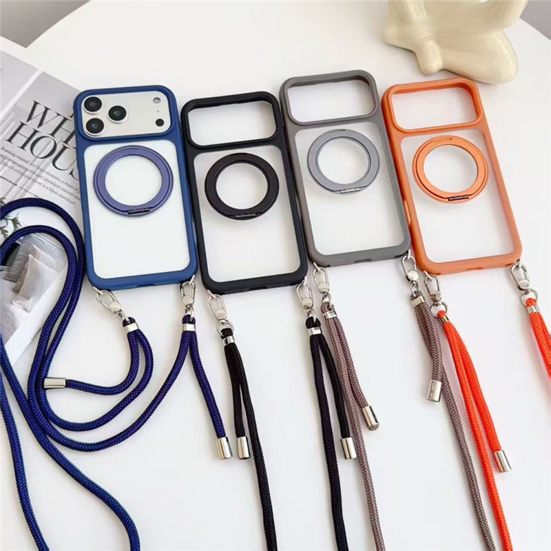 隠れストラップホルダー付きiPhone17/17proケース マグスタンドiPhone透明ケース magsafe対応 GETCASE