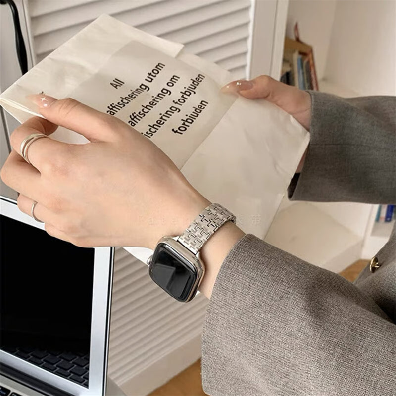 千鳥柄 アップルウォッチバンド おしゃれ ステンレスベルト 太め/細め2タイプあり GETCASE