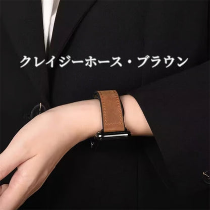 「男女兼用」apple watch series 11 バンド マグネット アップル ウォッチ バンド 革+シリコン guestcase クレイジーホース・ブラウン 38/40/41/42(Series10/11)mm