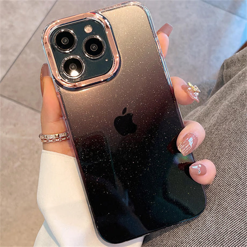 半透明 iphone17/16ケース グラデーション iphone ケース キラキラ メッキ