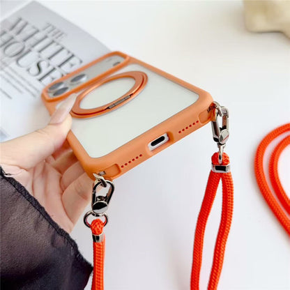 隠れストラップホルダー付きiPhone17/17proケース マグスタンドiPhone透明ケース magsafe対応 GETCASE