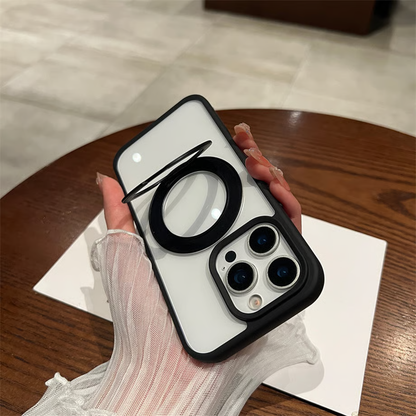 隠れストラップホルダー付きiPhone17/17proケース マグスタンドiPhone透明ケース magsafe対応