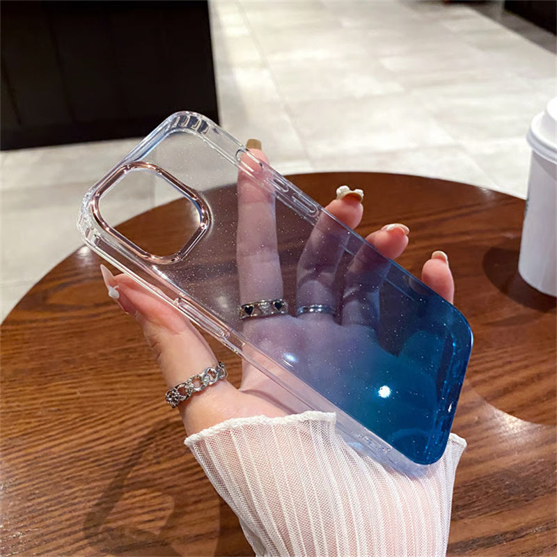 半透明 iphone17/16ケース グラデーション iphone ケース キラキラ メッキ